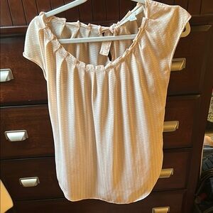 LC Lauren Conrad pink cap sleeve Ruffled Tie Blouse